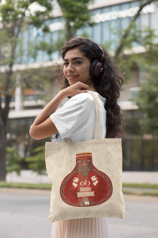 Sitar! | Raw Silk & Cotton Tote Bag