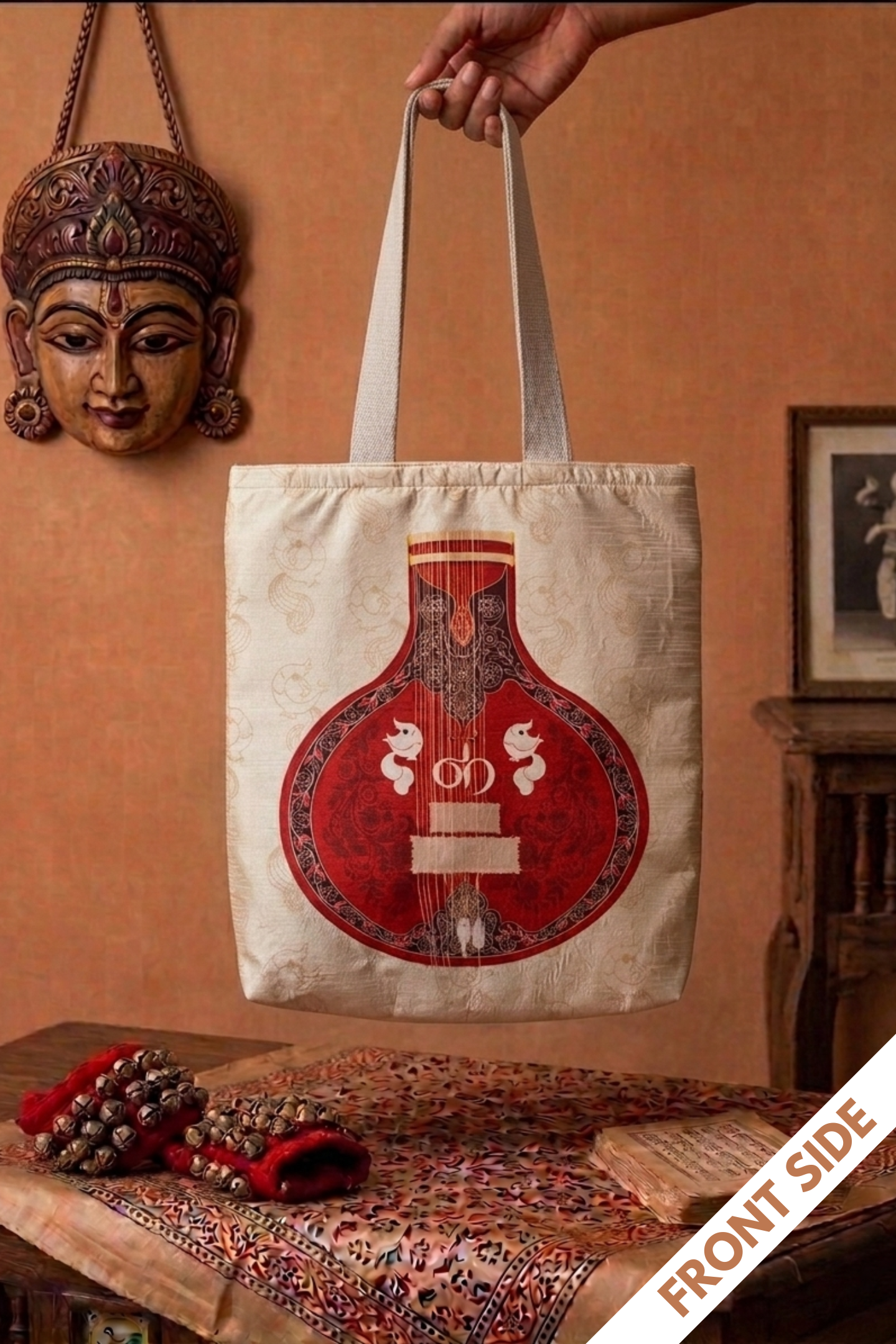 Sitar! | Raw Silk & Cotton Tote Bag
