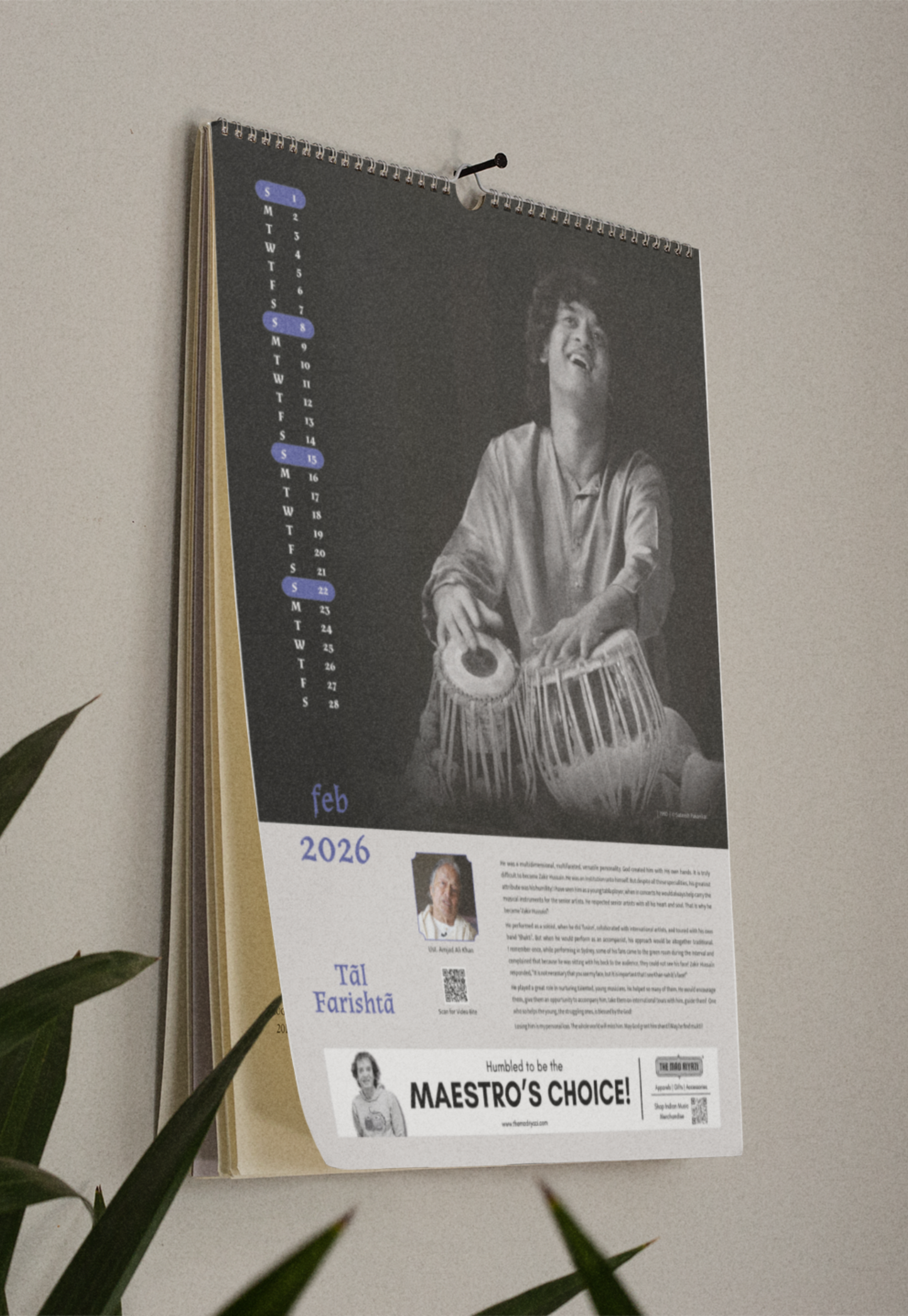 Ut. Zakir Hussain - Collectible Photo Calendar 2026 | Taal Farishta