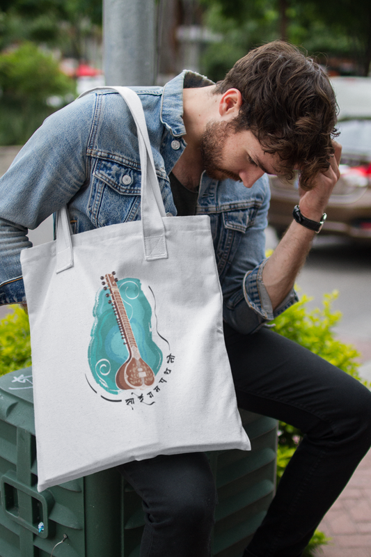 Sitar, Strings of Serenity | Cotton Tote Bag