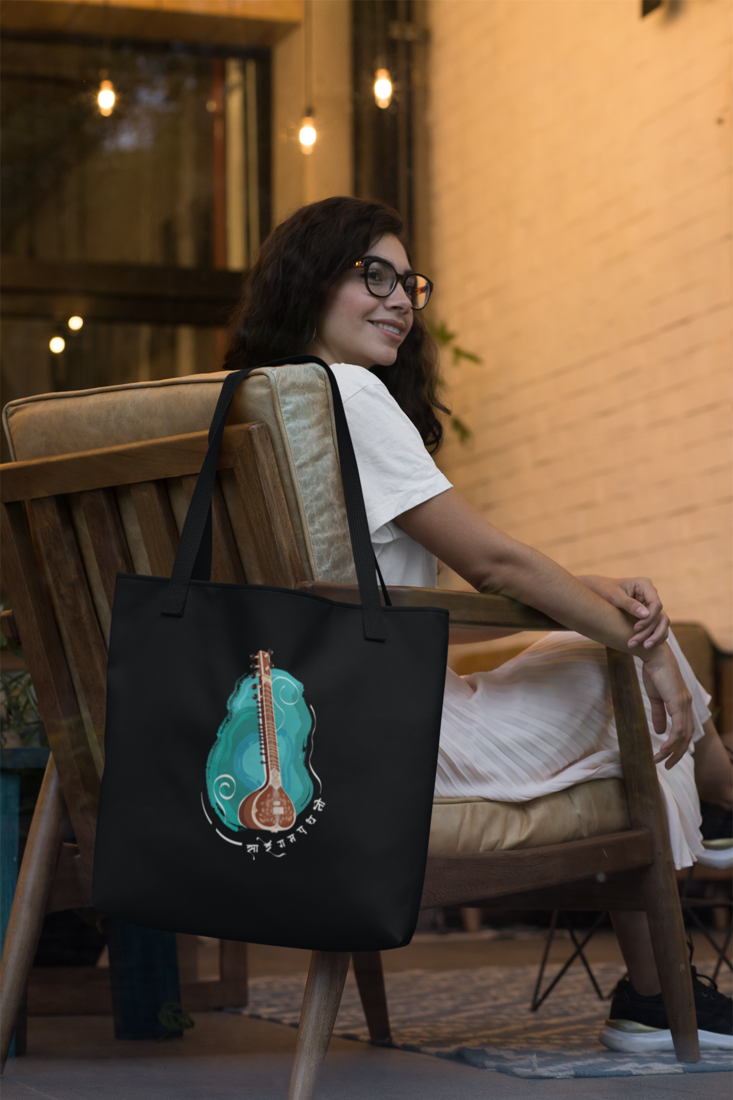 Sitar, Strings of Serenity | Cotton Tote Bag