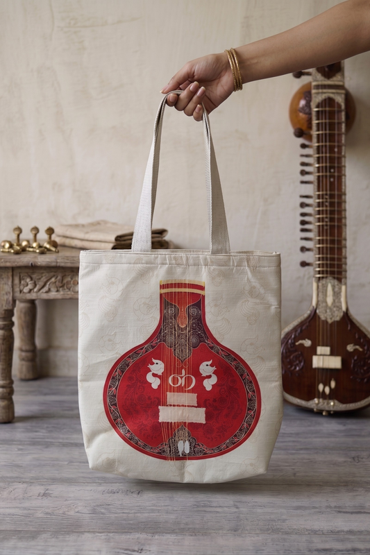 Sitar! | Raw Silk & Cotton Tote Bag
